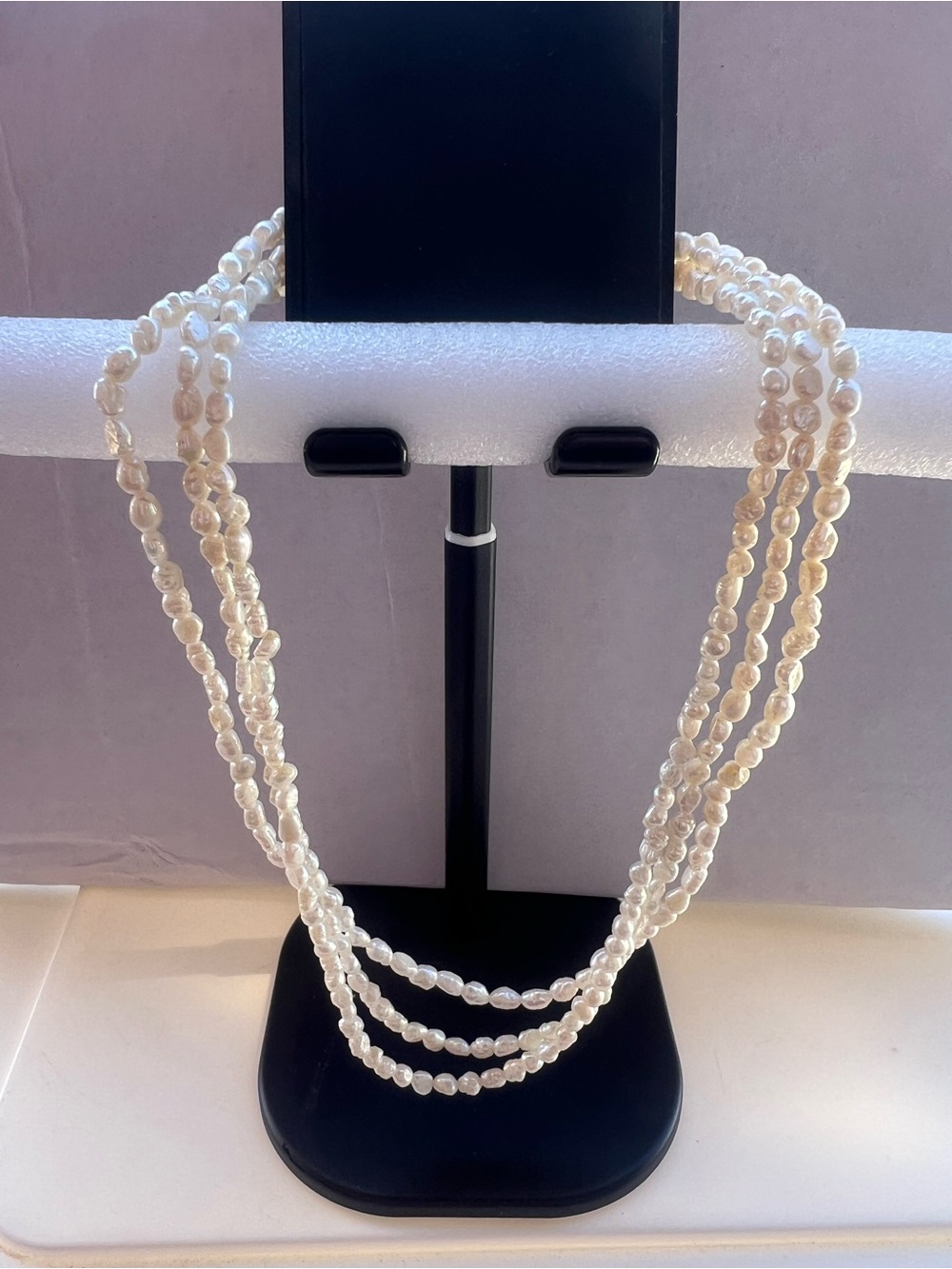Classic Triple-Strand Freshwater Pearl Necklace - White